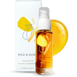 RICE & SHINE Aceite de Germen de Arroz - Aceite Facial Natural con Vitamina E Skin Care 60% más Vitamina E que el Aceite de Argán - Protección para Piel Sensible