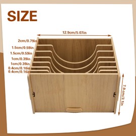 Copper Foil Tape Dispenser with Adjustable Dividers, Wooden Stained Glass Foil Tool Dispenser for Stained Glass Art Tools Storage, 5 x 3.5 x 3 Inch, No Tape