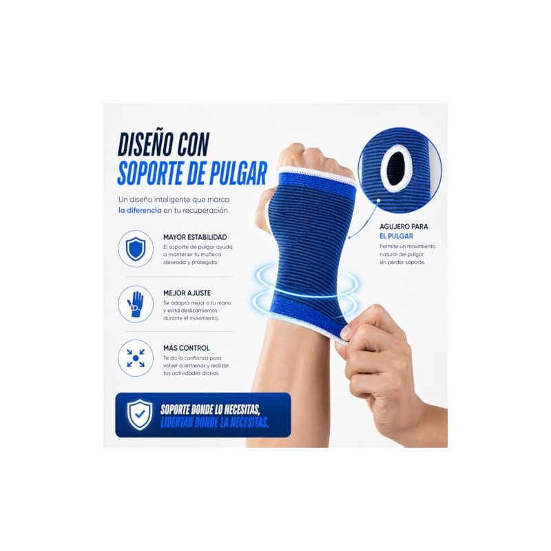 2 Piezas Kynex Sport Muñequera Deportiva con Soporte de Pulgar,