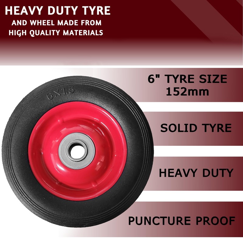 6" Wheel for Trolley or Cart with Metal Hub Centre
