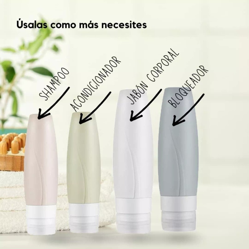 Moon & Back Kit Botellas De Silicona Para Viaje 4