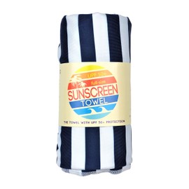 Luv Bug UPF Pool/Beach Towel, Sunscreen Towel, UV Protection, UPF 50+, Sand Free, Absorbent, & Quick Drying for Swimming, Beaches, Camping, & Travel (28.5" x 58.5", Navy Stripe)