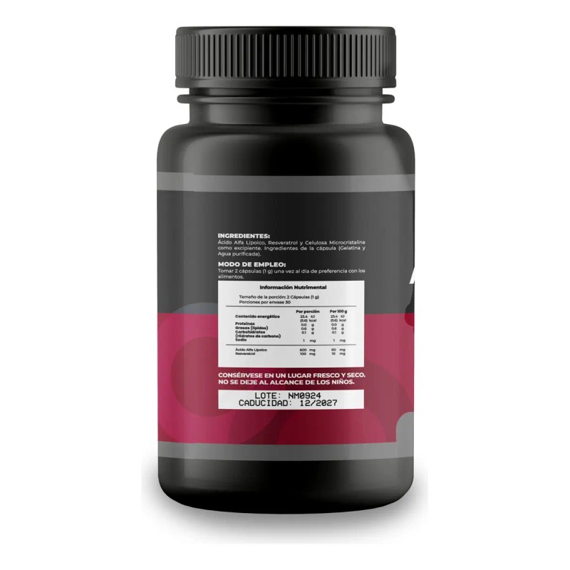 Pack Ácido Alfa Lipoico Cápsulas Resveratrol Sabor