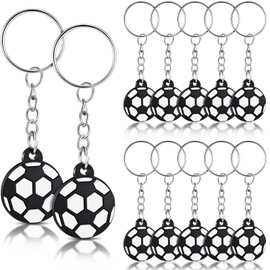 Yaomiao Pack of 12 Mini Football Key Chains Football Party Bags for Backpacks Football Gift Bags Party Bags Sports Key Ring for Children Party Decoration School Carnival Reward