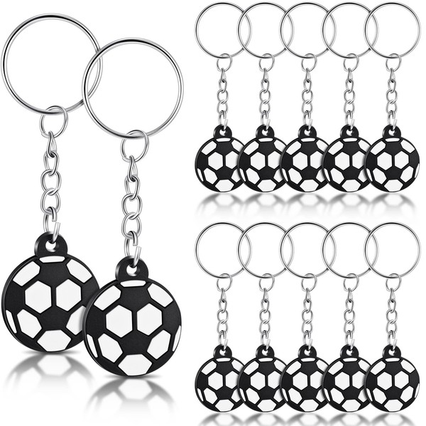 Yaomiao Pack of 12 Mini Football Key Chains Football Party Bags for Backpacks Football Gift Bags Party Bags Sports Key Ring for Children Party Decoration School Carnival Reward