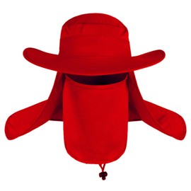 MMOOVV Men's Women's Colourful Sun Hat with Neck Protection, Outdoor Hat, Adjustable Drawstring, red