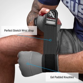Hayabusa Quick Gel Boxing Hand Wrap Gloves - Grey, Medium