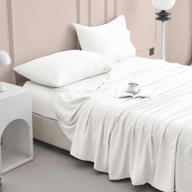 Queen Bed Sheets Set - 400 Thread Count 100% Egyptian Cotton - Cooling Sheets for Queen Size Bed - 4 PCs Set - 15 Inch Deep Pocket of Cotton Sheets - Hotel Quality Cotton Bed Sheets Set - White