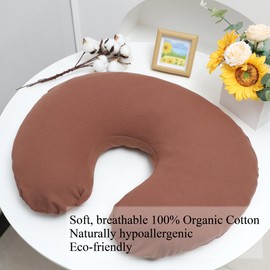 Onacosht 100% Organic Cotton Nursing Pillow Cover Soft Breathable Jersey Feeding Pillow Slipcover Fits Standard Infant Nursing Pillow or Positioner for Baby Boy and Girl, Brown