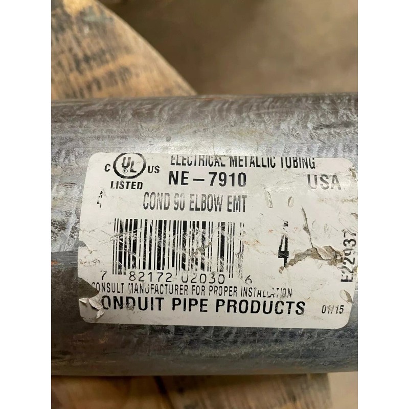 Conduit Pipe Products 4" EMT Conduit 90 Radius Elbow New