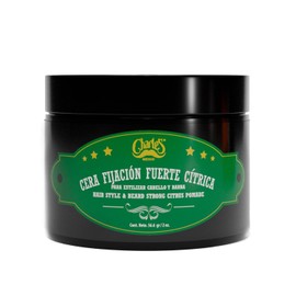 Charle's Cera Fijación Fuerte Cítrica 2oz - Pomada Premium Para Cabello Tamaño Viaje - Para Cabello, Barba y Bigote - Efecto Húmedo Base Agua - Aroma Cítrico