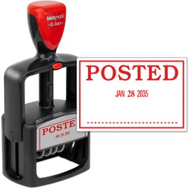 MaxMark Heavy Duty Style 3 Date Stamp with Posted self Inking Stamp - Red Ink