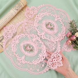 Amabro 4Pcs Lace Doilies for Tables Retro French Style Lace Placemats