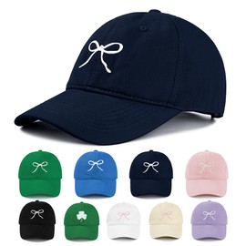 Zando Trendy Bow Baseball Caps for Women Men Girls Dad Preppy Y2k Sweet Adjustable Coquette Black Trucker Hat Funny Summer Sun Ball Cap for Running Travel Golf Teenis Valentines Accessories One Size