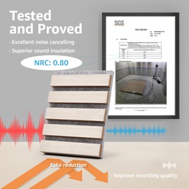 Art3d 4-Piece Wood Slat Acoustic Panels for Stylish Decor and Noise Reduction, 3D Textured Panel for Ceiling and Wall, White Elm