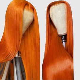kocorose 30 Inch Ginger Orange 5x5 Lace Closure Wigs Human Hair Colored Straight Lace Front Wig 5x5 HD Front Wigs Human Hair Pre Plucked With Baby Hair Ginger Wig Human Hair Lace Front Wigs for Women