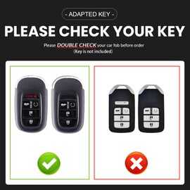 OLLEN Genuine Leather Key Fob Cover, Fit for Honda Civic Accord HR-V CR-V Pilot Sport SI EX EX-L Touring 2022-2025 2026~, Leather Smart Remote Key Protector, 5 Buttons, Blue