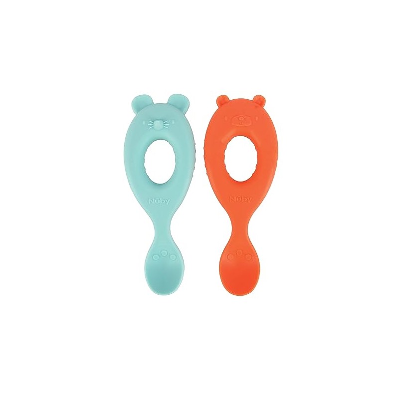 Nuby 2-Pack Silicone Easy Grip Animal Character Spoons - 6+