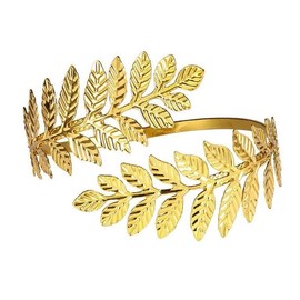 Gold Upper Arm Cuff Bracelet Jewelry Leaf Tree Bracelet Upper Arm Cuff Armlet Bangle Bracelet Armband Greek Roman Laurel Christmas Tree Leaf Festival Bridal Adjustable Bracelet for Boho Armband Bangle Accessories (Gold)