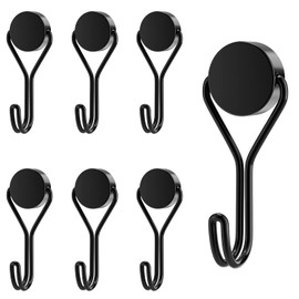 MOGADEE® Magnetic Hooks, Pack of 6 Magnetic Hooks, Black, Extra Strong for Kitchen, Gadgets, Bedroom, Lockers, Office, Fridges, Hanging Decorative Lights, Grill, Garden Tools - 20G