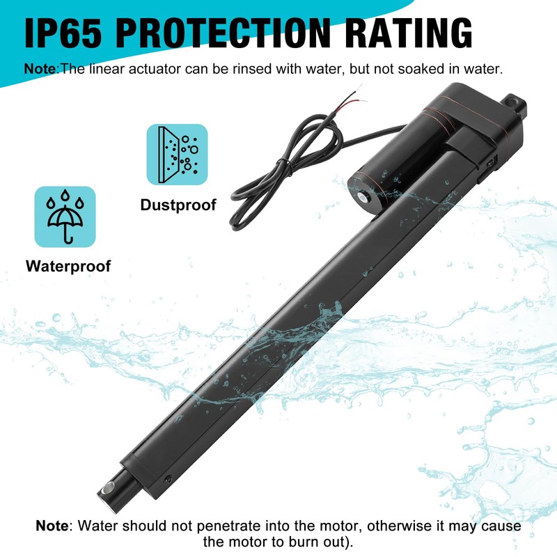 JQDML 6 Inch High Speed 1.34"/sec Linear Actuator 12V 88lbs/400N