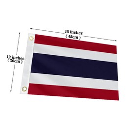 Double Sided Thailand Boat Flag 12x18IN Thais Marine Small Flag Bright Colors Fade Proof Nylon Truck Motorcycle Banner with 2 Brass Grommets Outside