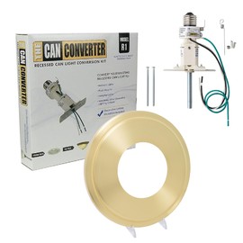 The Can Converter - R1, Recessed Can Light Conversion Kit, for Ceiling Light Fixture, Recessed Lighting, Pendant Light, Hanging Light, for Home Improvement, with 8¼ Beveled Medallion, Brushed Brass