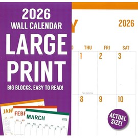 2026 Large Print Full Size Wall Calendar for Planning, Scheduling, and Organizing