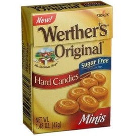 Werther's Sugar Free Mini Caramel Candies - Convenient Resealable Package, Mini Hard Candies for Snacks or Travel - 1.5 oz Box (Pack of 3)