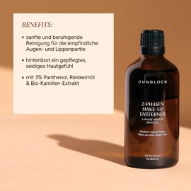 JUNGLÜCK 2-Phasen Make-up Entferner - Vegan | Flüssiger Makeup Remover befreit Augen & Lippen sanft von wasserfestem Make-up | Beruhigende Reinigung für die empfindliche Augen- und Lippenpartie