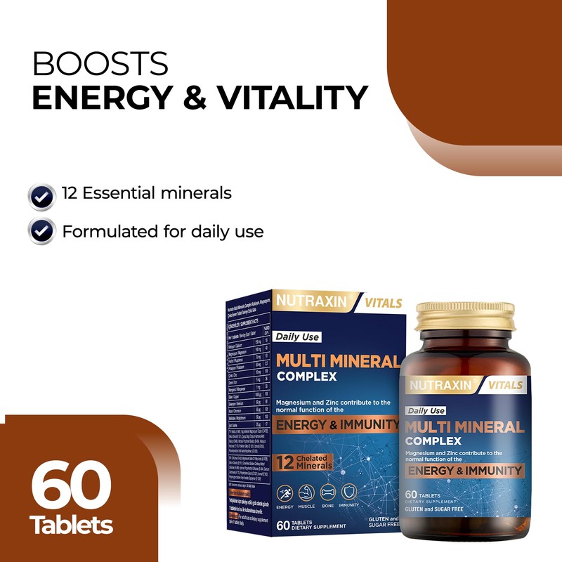 Nutraxin Multi Mineral Complex, 60 Tablets - 12 Essential Minerals