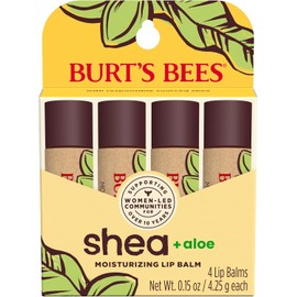 Burt's Bees- Bálsamo labial con aloe y manteca de karité para rellenar medias navideñas, fórmula rica en vitaminas antioxidantes que retiene el brillo