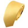 TigerTie - Slim Satin Designer Tie in Yellow Golden Yellow Plain - Binder Width 6 cm, Yellow Golden Yellow