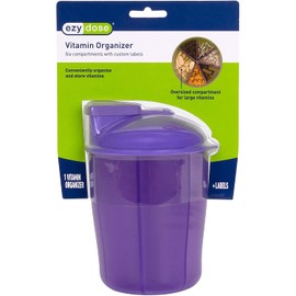 Ezy Dose Vitamin Organizer | 6 Large Compartments for Monthly, 30-Day Storage | Colors may vary