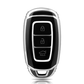 OFFCURVE Car Key Case, Key Cover, Key Cover, Protective Cover, 3 Buttons, Suitable for Hyundai i10 i30 ix25 ix35 IG Santa Fe Kona Elantra Grandeur Solaris Azera Tucson Palisade
