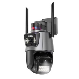 Andoer 2MP+2MP Wireless Monitor Camera Dual-Lens Wall Mount Smart WiFi Camera Waterproof Color Night Vision 2-Way Audio Humanoid Tracking PTZ Rotatable Wireless Security Camera for Home Office Outdoor