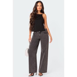 Karli Rhinestone Strap Open Back Top - Color: BLACK, Size: S