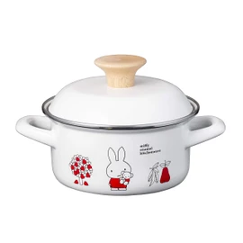 Good Plus GoodPlus+ Emile Miffy Enameled Pot, 5.9 inches (15 cm) (Strongly Resistant to Acid and Alkali), Compatible with Induction All Heat Sources, Dick Bruna, Convenient Seal Lid Included