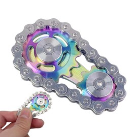 Bike Chain Fidget Toy, Fidget Chain, Chain Fidget Toy, Chain Fidget Spinner, Bike Chain Gears Toy, For Anxiety Relief, Metal Fingertip Spinning Sensory Toy for Adult Kid (Colorful)