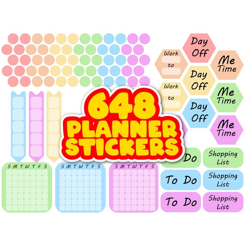 648 Habit Tracker Planner Stickers, Daily Routine Organiser Journal Stickers