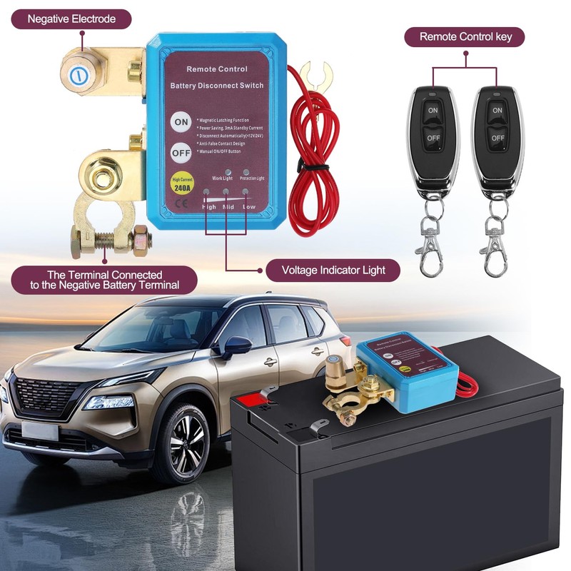 Remote Battery Disconnect Switch 12V 240A Battery Kill Switch Anti-Theft
