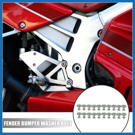 A ABSOPRO 20 Pcs Car Motorcycle Titanium Tone M6 Fender Bumper Washer Bolt Nuts Kit Aluminum Alloy Engine Bay Fastener Item Replacement