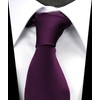 ZENXUS Regular Tie and Pocket Square Set, Solid Eggplant Purple