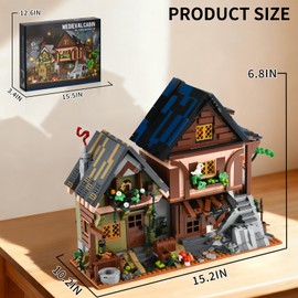 BNG Medieval Cabin Building Set, House Building Block Set with Light, House Cabin Architecture Modular Buildings, Home Office Decor, Ideal Gift for Adults Teens (2225 PCS)