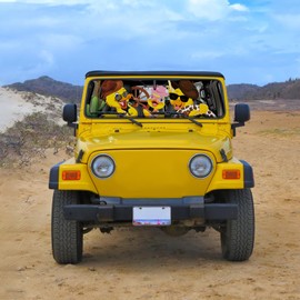 DaisyInner Windshield Sun Shade Compatible with Jeep Jk Jku Jl Jlu 1997-2023 and Compatible with Gladiator Jt 2020-2023 Foldable Windshield Sunvisor Blocks UV Rays (Cowboy Duck, 16. 5" x 52. 5")