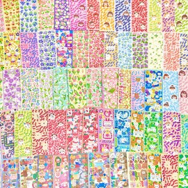 100 Sheets Korean Deco Stickers Set,Photocard Stickers,Cute Style is Perfectly Suited for Photocard Family Photo Album Journaling Scrspbooking Arts Crafts (100)