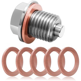 Magnetische Ölablassschraube M14x1.5, Edelstahl Ablassschraube mit 5 Kupfer Dichtungsringe, Universeller Ölablass für Autos, Motorräder, Boote