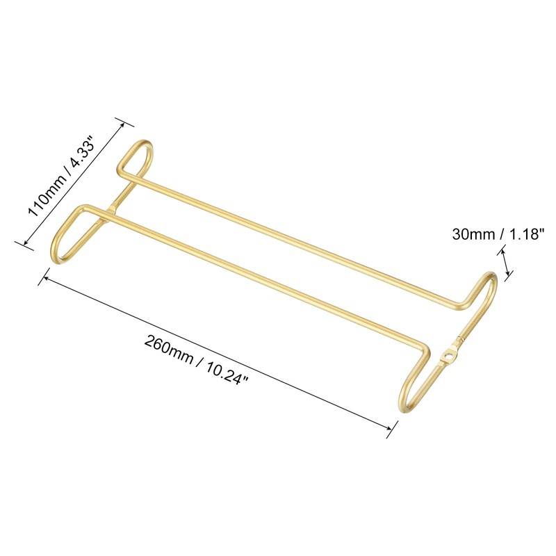 uxcell Gold Stainless Steel Under Cabinet Wine Glass Rack, 1pcs