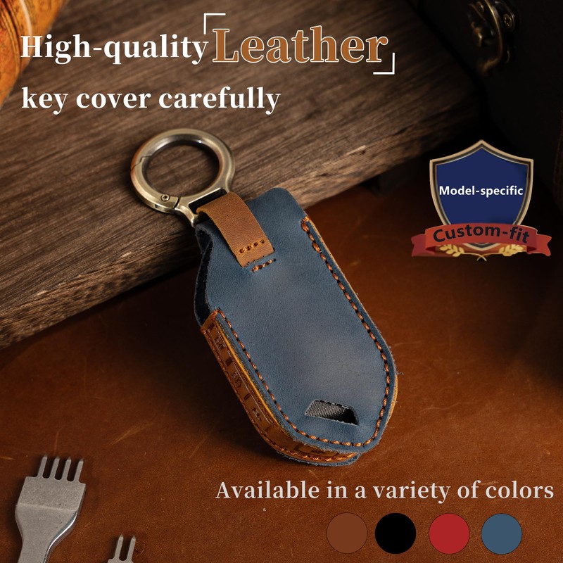 Riasot for Kia Leather Key Fob Cover with Keychain Compatible