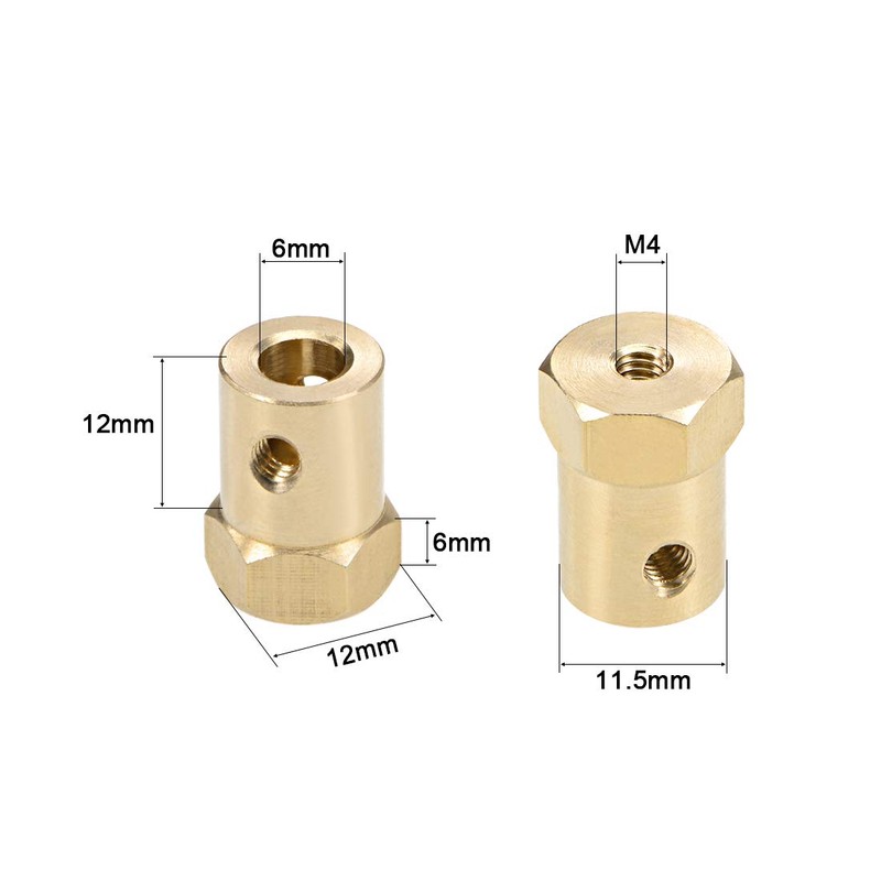 sourcing map Hexagonal Coupling 6 mm Bore Motor Hexagonal Brass